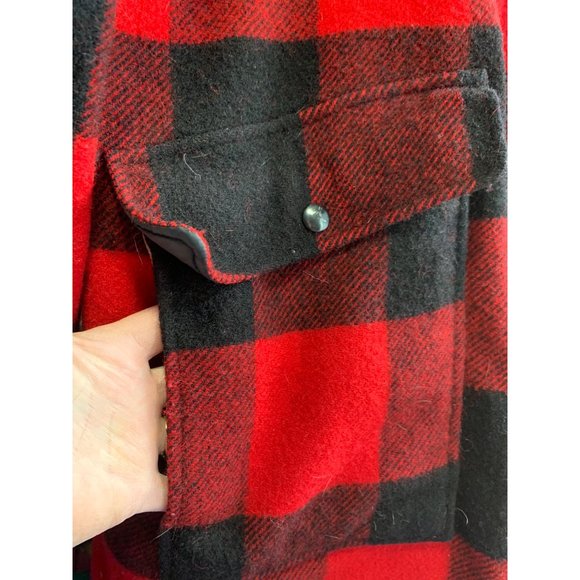 Woolrich Mens LG Vintage Wool Buffalo Red Plaid Reversible Hunters Orange Huntin - Picture 13 of 14